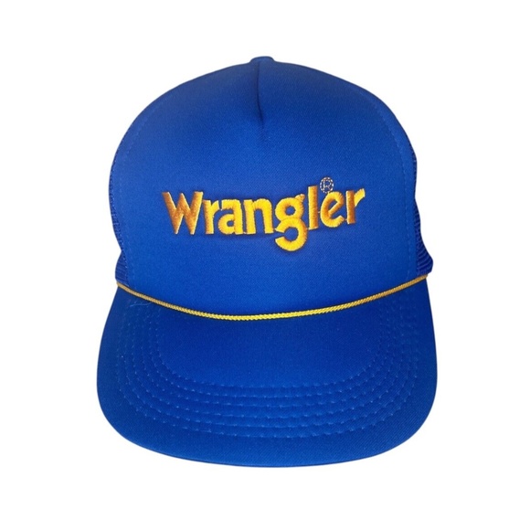 Wrangler Other - Vintage 80's/90's Wrangler Trucker Snapback Meshback Adjustable Hat Cap Blue